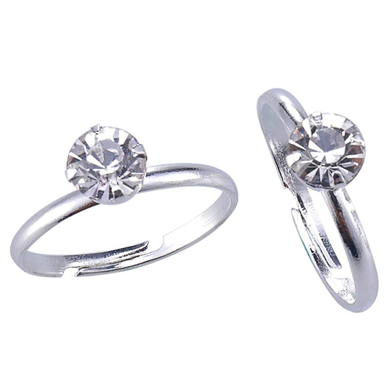 Topoox Bridal Shower Rings 40 Pack Silver Diamond Engagement Rings for Wedding Table Decorations, Party Favors, Arts & Crafts - Image 1